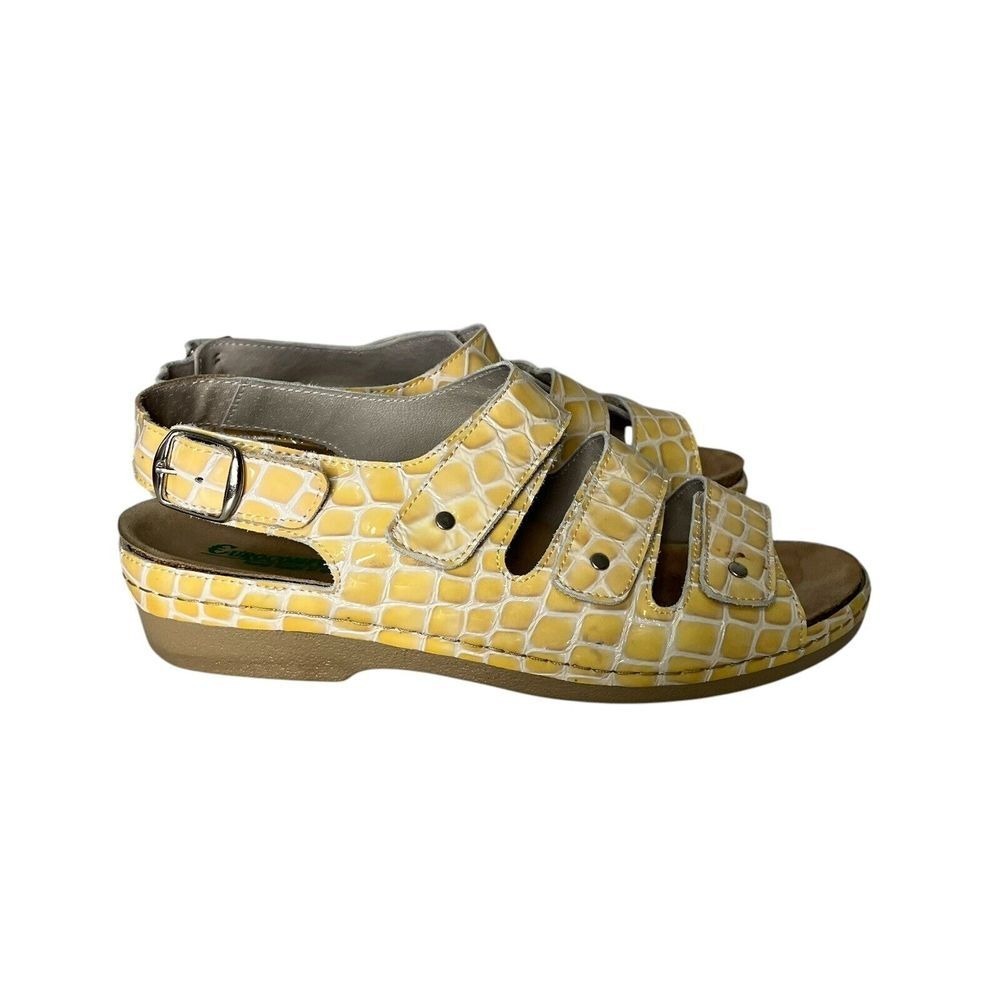 EuroComfort Yellow Leather‎ Adjustable Strap Sandals 42 US 10.5-11